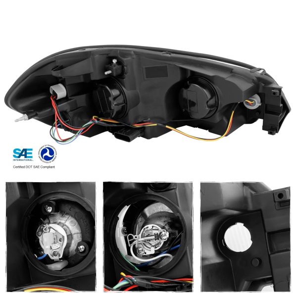 AKKON - Fits 06-13 Chevy Impala | 14-16 Impala Limited | 06-07 Monte Carlo Light Tube Projector Headlamps - Black - Image 2