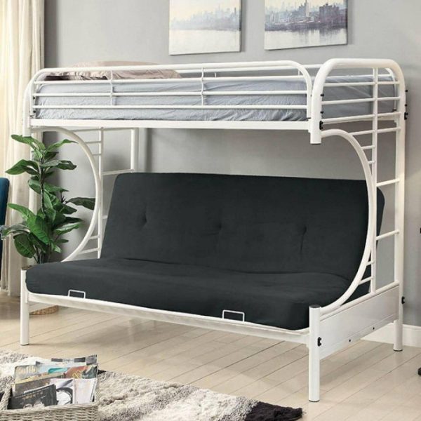 Alanna White Metal Twin Futon Bunk Bed by