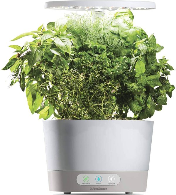 AeroGarden Harvest 360 â Indoor Garden with LED Grow Light, Round, Compact Design, White