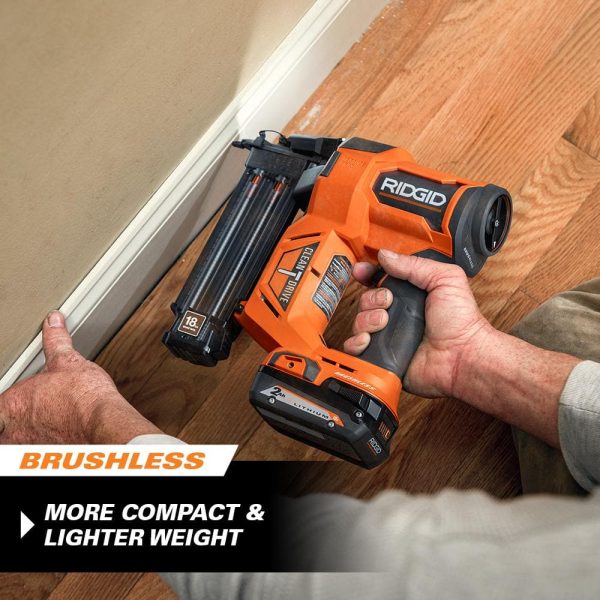 18V Brushless Cordless 18-Gauge 2-1/8 in. Brad Nailer w/ Brushless 16-Gauge 2-1/2 in Straight Finish Nailer (Tools Only) R09891B-R09892B - Image 5