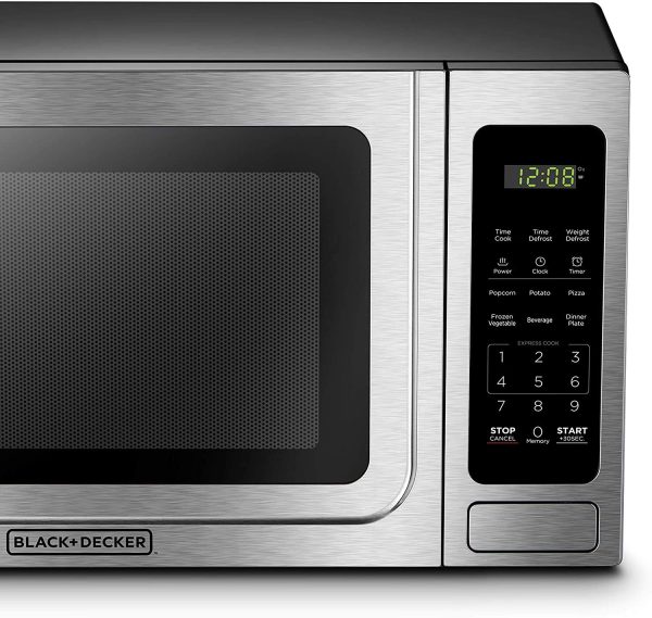 BLACK+DECKER EM036AB14 Digital Microwave Oven with Turntable Push-Button Door, Child Safety Lock, Stainless Steel, 1.4 Cu.ft - Image 6