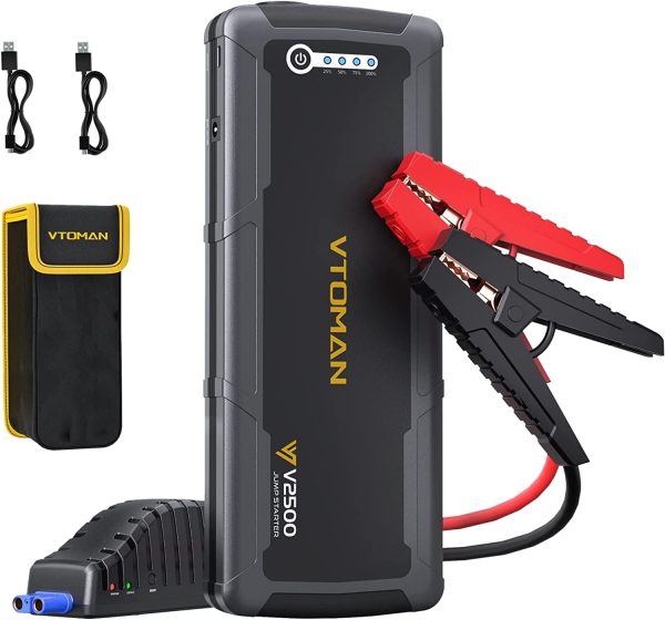 VTOMAN Car Jump Starter, Portable 2500A Peak 12V Battery Jump Starter with 3.0 Quick Charge, Powerful Battery Booster Power Pack (Up to 8.0L Gas & 6.0L Diesel Engine)