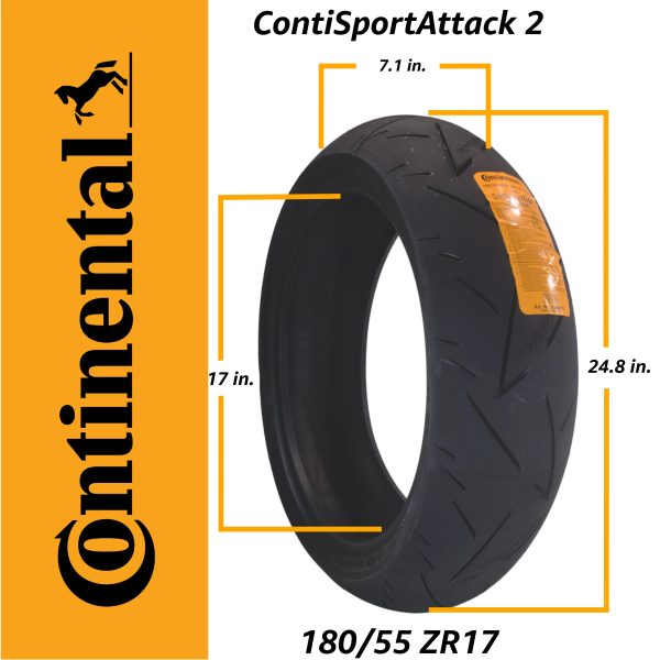 Continental ContiSportAttack 2 120/70ZR17 Front & 180/55ZR17 Rear Sports Motorcycle Tires - High-Performance Grip, Enhanced Stability, and Quick Warm-Up 120/70-17, 180/55-17 - Image 3