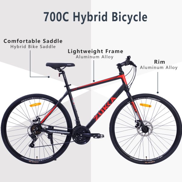 21 Speed Hybrid bike Disc Brake 700C Road Bike For men women's City Bicycle - Image 2