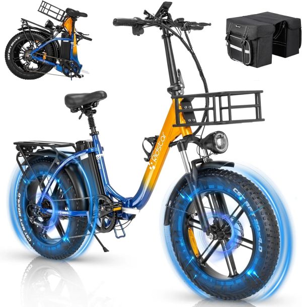 Eletric Bike for Adults 750W Motor 48V 15Ah Removable Battery 20'' Fat Tire Folding Commuting E-Bike Shimano 7-Speed UL2849