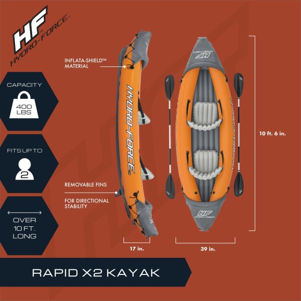 Bestway Hydro Force Lite Rapid X2 Inflatable Outdoor Water Sport Kayak Set - Image 2