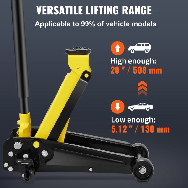 SKYSHALO 6600 lbs 3 Ton Low Profile Floor Jack Hydraulic Single Pump Lifting Capacity for Car, Truck, SUV, Fast Lift - Image 3