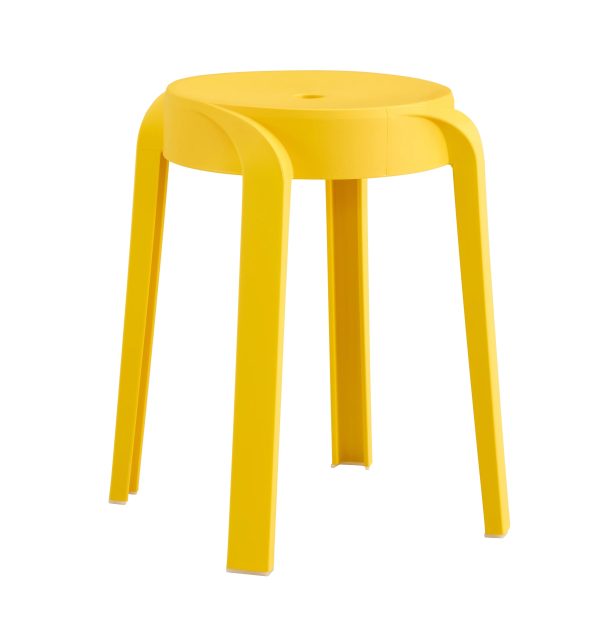 Stackable Space-Saving Plastic Stools - Set of 6 for Easy Storage,Yellow