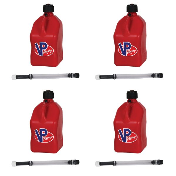 VP Racing Fuels Motorsport 5.5 Gal Utility Jug w/ Deluxe Hose, Red (4 Pack)