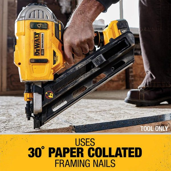 20V MAX XR Lithium-Ion Cordless Brushless 2-Speed 30�ć Paper Collated Framing Nailer (Tool Only) DCN692B - Image 4