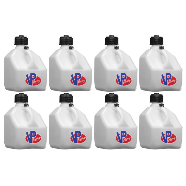 VP Racing 3 Gal Square Liquid Container Utility Jug, White (8 Pack)