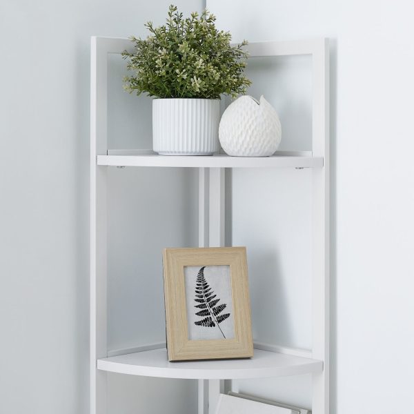 SWAREY 5 Tier Corner Bookcase Plant Stand Storage Open Shelf Corner Display Rack white - Image 5