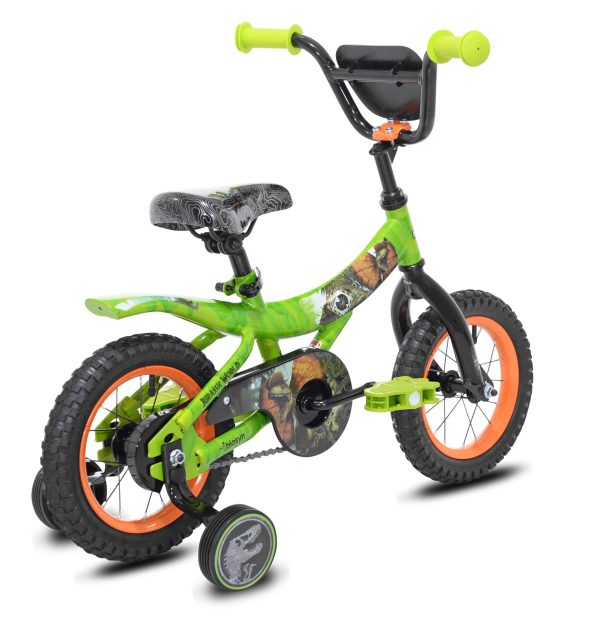 Jurassic World™ 12-inch Raptor Boy's Bicycle with Training Wheel, Green and Orange - Image 3