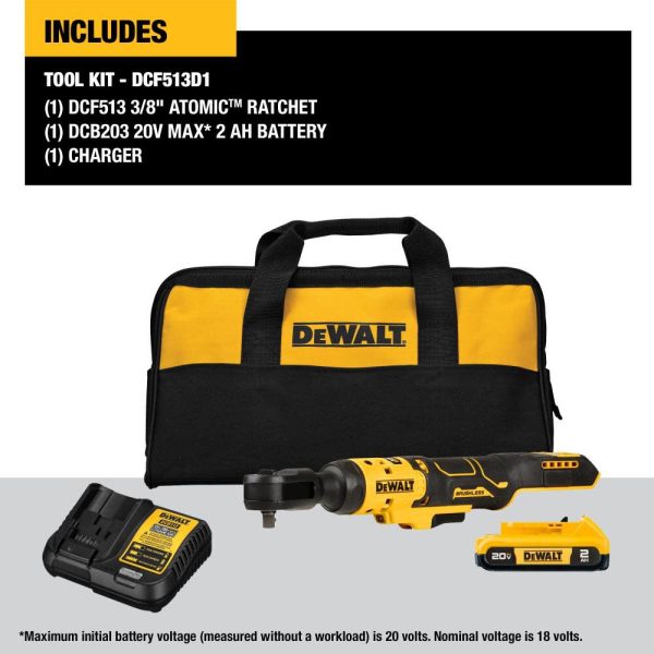 DEWALT ATOMIC 20V MAX Ratchet Kit Brushless 3/8" DCF513D1 from DEWALT💝 Last Day For Clearance - Image 3