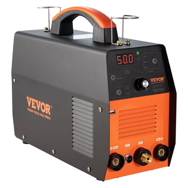 VEVOR TIG Welder, 210Amp 3 in 1, 110/220V Dual Voltage HF TIG/Stick/Clean Welding Machine w/ USB, IGBT Inverter & Torch, Digital Arc Welder for Stainless Steel, Iron, Mild Steel, Copper, and Nickel - Image 9