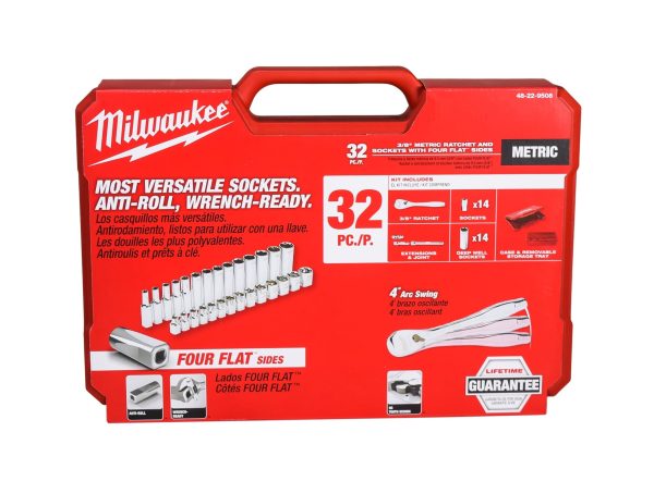 Milwaukee 48-22-9508 3/8" Drive 32-Piece Metric Ratchet & Socket Set with Case