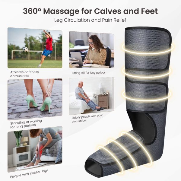 PureHeal Leg Massager for Circulation, Air Compression Foot and Leg Massage with 5 Modes and 5 Intensities, Black - Image 9