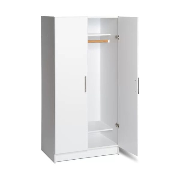 Prepac Elite 2 Door Wardrobe Cabinet， 32" W x 65" H x 20" D， White - Image 8