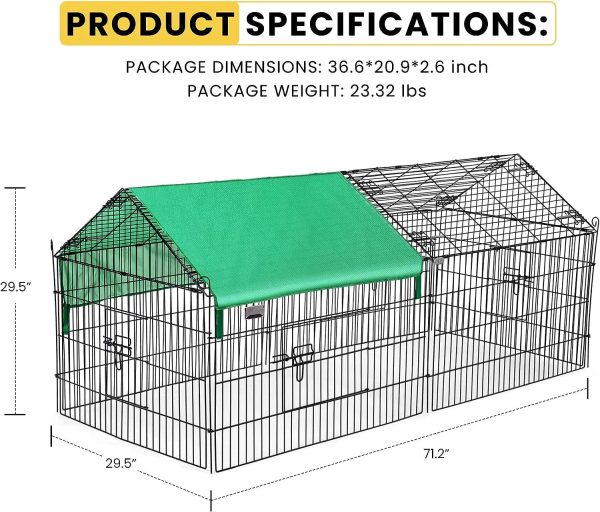 SPECSTAR 71” x 30” Chicken Coop Large Metal Chicken Cage House, Waterproof, Green - Image 3