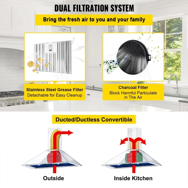 BENTISM Built-in Range Hood Insert Vent Hood 900CFM 36in Touch & Remote Control - Image 5