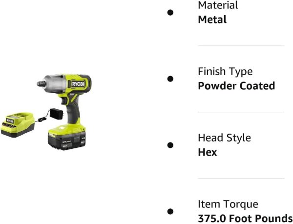 RYOBI ONE+ 18V Cordless 1/2 in. Impact Wrench Kit with 4.0 Ah Battery and Charger - Image 3