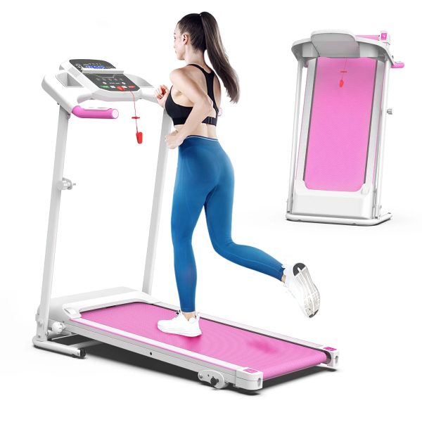 FYC Foldable Treadmills for Home, 2.5 HP, 7.5 MPH, Electric Running Treadmill Quiet Brushless Proform Treadmill for Home Gym, Running Machine with Heart Rate Sensor with LED Display (Pink)