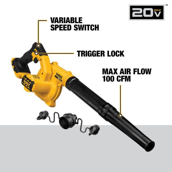 20V MAX Cordless Compact Jobsite Blower 135 MPH 100 CFM (Tool Only) DCE100B - Image 2