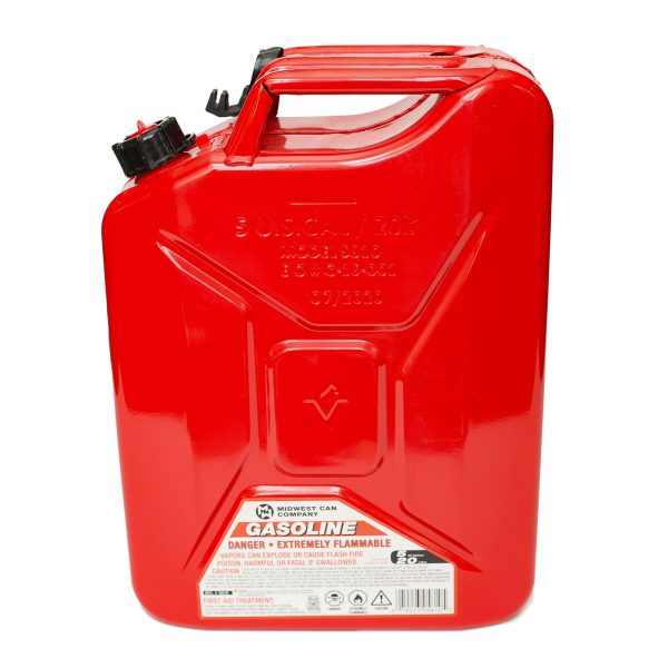 Midwest Can Company 5-Gallon Metal Gas Can with Quick Flow Spout, Red (2 Pack) - Image 3