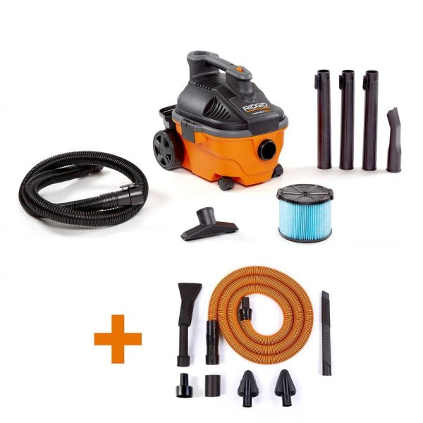 4 Gallon 5.0 Peak HP Portable Wet/Dry Shop Vacuum with Fine Dust Filter, Hose, Accessories and Premium Car Cleaning Kit WD4070C