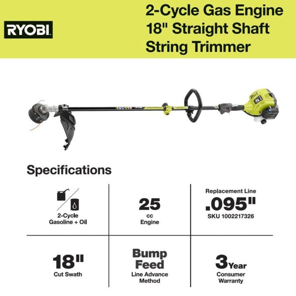 25 cc 2-Stroke Attachment Capable Full Crank Straight Gas Shaft String Trimmer RY253SS - Image 8