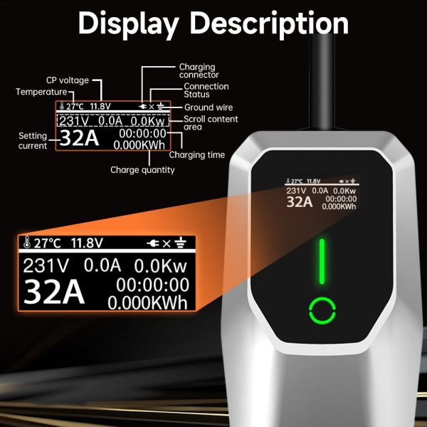 Awesafe 32 Amp Level 1&2 Portable EV Charger ,26FT Cable NEMA 14-50 Plug for Electric Car Home Charging Station 7.68KW - Image 7