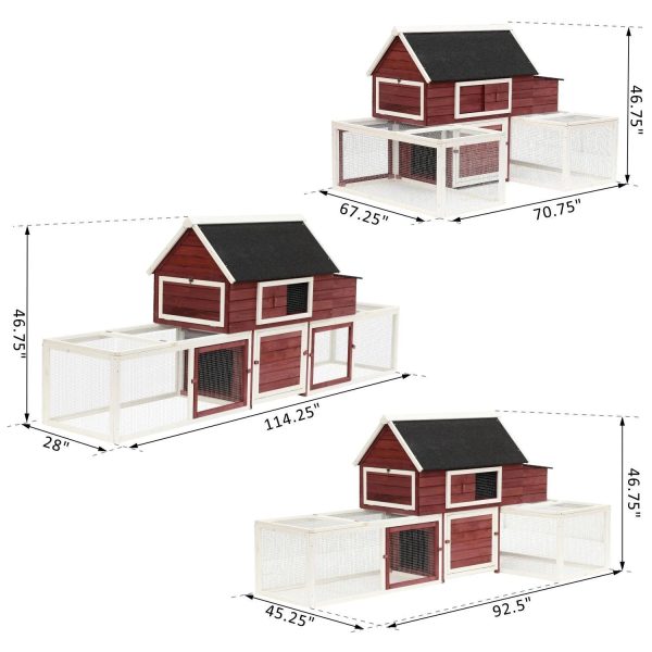 Pawhut Wooden Customizable Backyard Chicken Coop With Nesting Box and Runs, 114" - Image 8