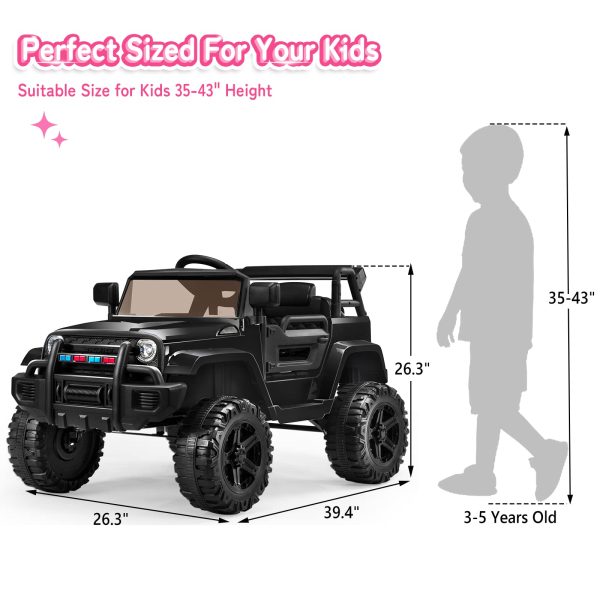 JOYMOR Ride on Truck with Remote Control, 4 Wheels 12V Battery Powered Kids Car, with LED Headlight/Horn Button/ MP3 Player/USB Port/Forward Backward/Kids Girl Boy (Black) - Image 6