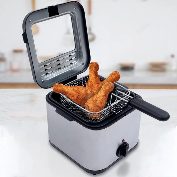 1000W 2.5L Deep Fryer With Basket Small Fryer w/ View Window, Oil Dripping Hook - Image 4