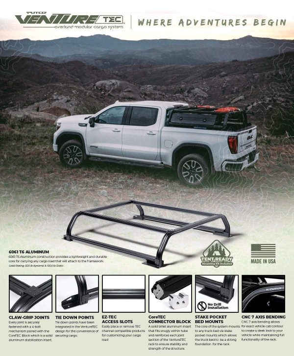 PUTCO Venture TEC Rack - 2016-2021+ Toyota Tacoma 6' Standard Box - 184410 - Image 19