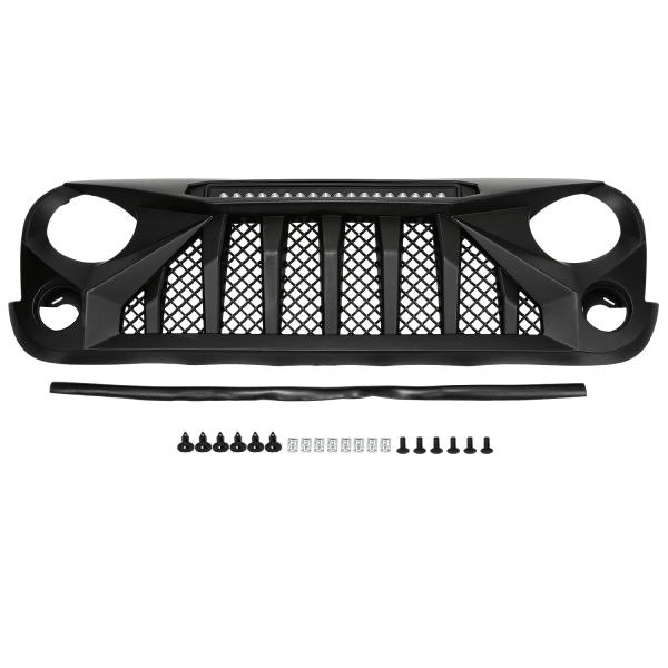 Black Off-Road Lights Front Grill Mars Grille with LED for 07-18 Jeep Wrangler JK - Image 7