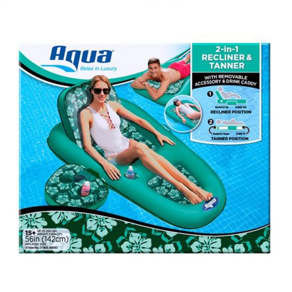 Aqua Leisure Campania 2 in 1 Convertible Water Lounger Pool Inflatable， Floral - Image 4