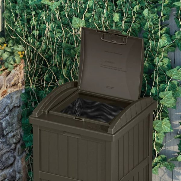 Suncast GH1732J Trashcan Hideaway Outdoor Garbage Waste Bin， Java， 33 Gallon - Image 2