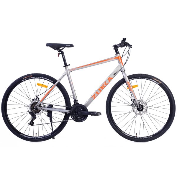 28 inch Hybrid Bike Men, Road Bike with Shimano 21 Speed, 700C Wheels, Comfort Adult Bicycle with Dual Disc Brake, 21'' Lightweight Aluminium Frame, Suggested Rider 5'6" to 6'2" Tall- Silver+Orange - Image 7