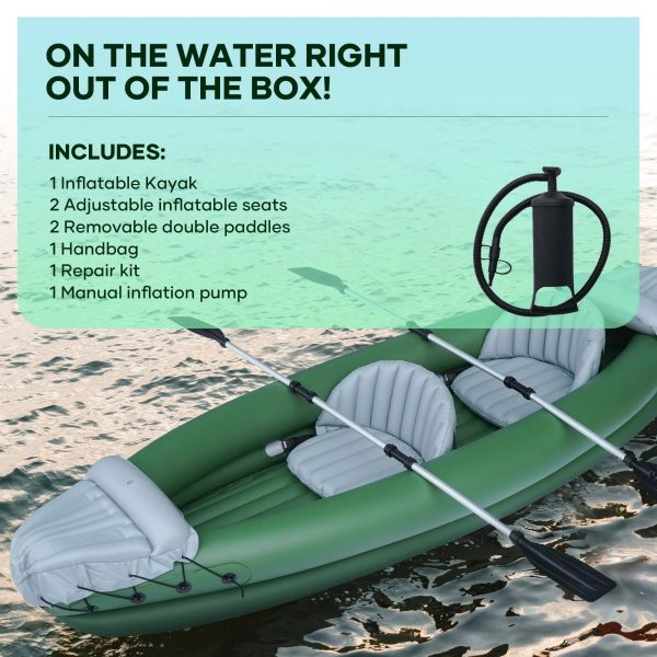 Naipo 2 Person Inflatable Kayak for Adults with Aluminum Oars Bag Carry Patch Air Pump - Image 2