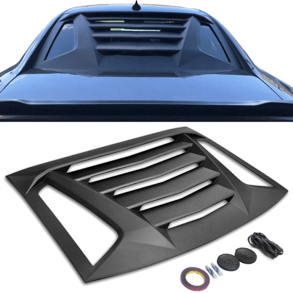 Ikon Motorsports Compatible with 11-23 Dodge Charger Ikon V2 Style Rear Window Louver Sun Shade Cover Windshield Vent 2011 2012 2013 2014 2015 2016 2017 2018 2019 2020 - Image 2