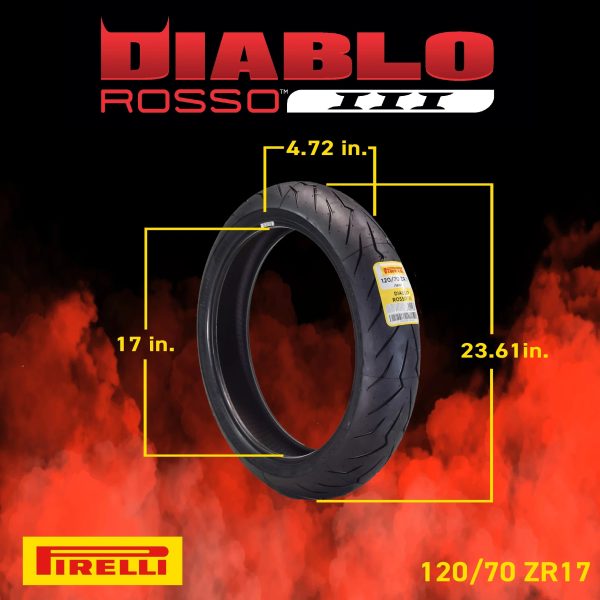 Pirelli Diablo Rosso III 120/70ZR17 Front & 240/45 ZR17 Rear Tire with Keychain - Image 3