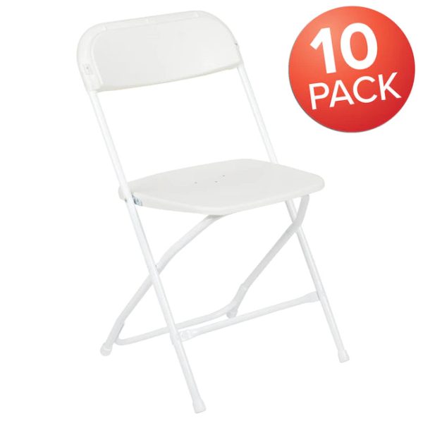 Flash Furniture 10-Pack White Standard Folding Chair with Solid Seat (Indoor) - Image 2