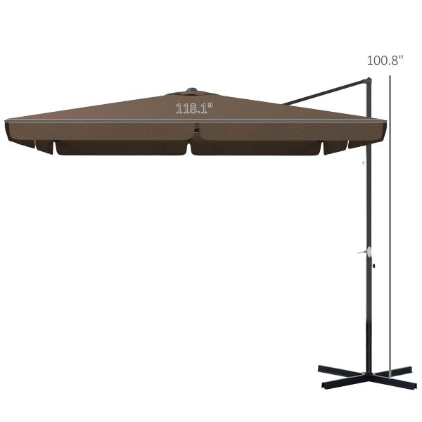 Royard Oaktree 10ft Cantilever Patio Umbrella, Outdoor Offset Umbrella with Tilt, Crank, Cross Base, Aluminum Pole, and Air Vent, Large Market Umbrella for Garden, Pool, Deck, Backyard, Tan - Image 2