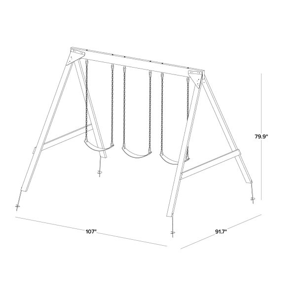 Sportspower Brooklyn Wooden Swing Set with 3 Swings - Image 6