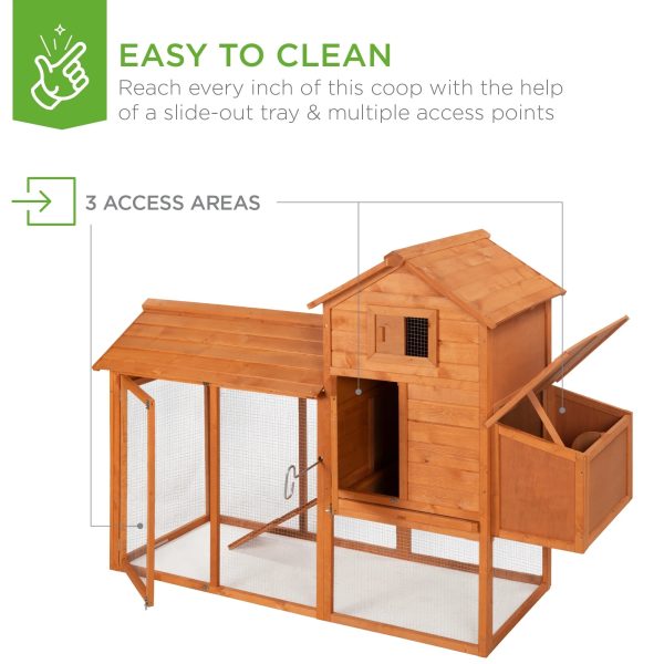 Best Choice Products 80in Wooden Chicken Coop Multi-Level Hen House, Poultry Cage w/ Wire Fence for 4 Birds, Farm - Image 4