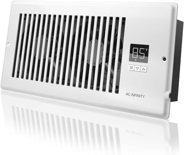 AC Infinity AIRTAP T4�� Quiet Register Booster Fan with Thermostat Control. Heating Cooling AC Vent. Fits 4�� x 10�� Register Holes.