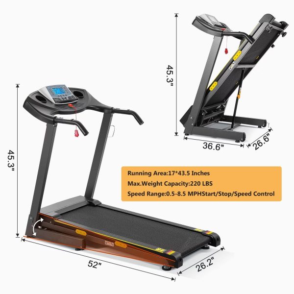 MARNUR 2.5 HP Treadmill with 12% Auto Incline, 220 lb Weight Capacity, 0.5-8.5 mph - Image 8