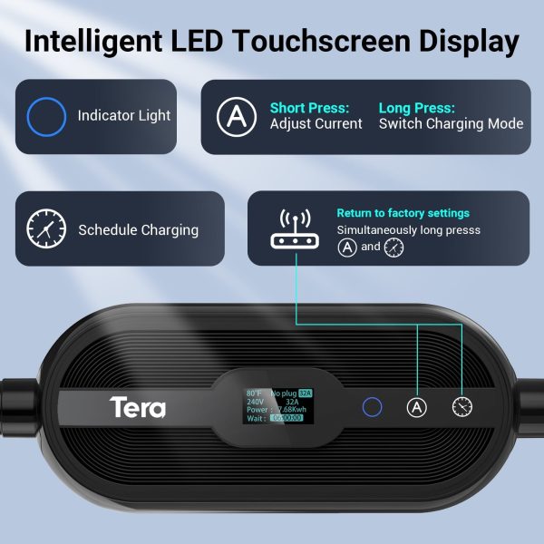 Tera Portable EV Charger Adjustable 32A Max, Level 1 & 2, NEMA 5-15 14-50R Adapter, Tesla & All SAE J1772 EV - Image 7