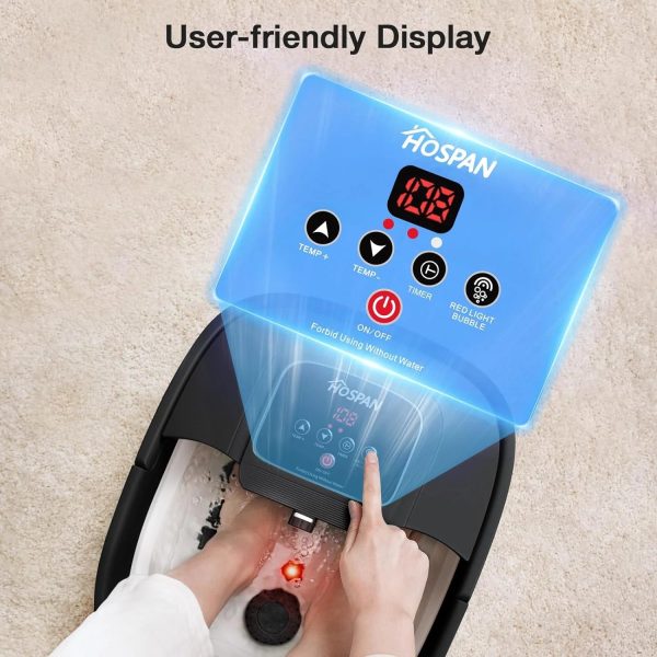 YOZIHAYL Collapsible Foot Spa with Heat Bubble Red Light and Temperature Control Foot Bath Massager with 8 Shiatsu Massage Rollers Pedicure Foot Spa for Relaxation and Stress Relief - Image 7